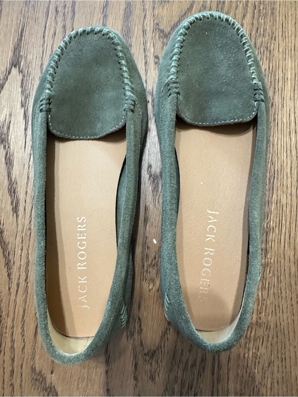Jack Rogers Olive Green Suede Moccasin Flats